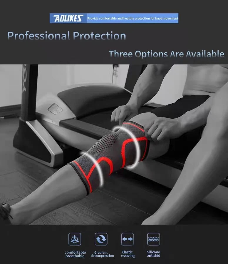Compression Knee Sleeve For Weightlifting, Outdoor Indoor Sports, Squatting, Running, and Cycling