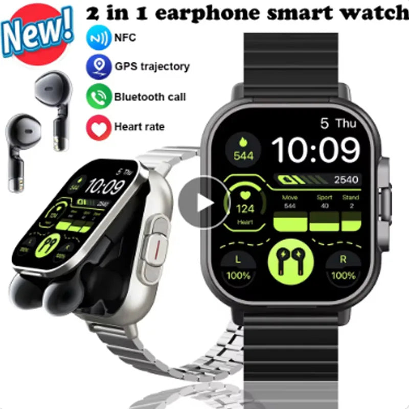 2-In-1 Smart Watch & Bluetooth Head Phones | Convenient Bluetooth Head Phone Carry Case Inside Smart Watch