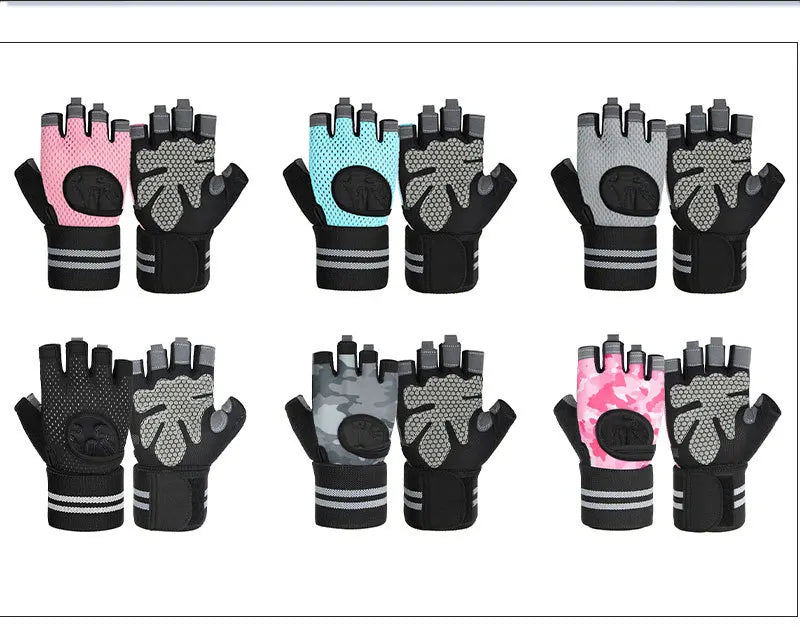 Fingerless Weight Lifting Gloves with Wrist Support and Straps