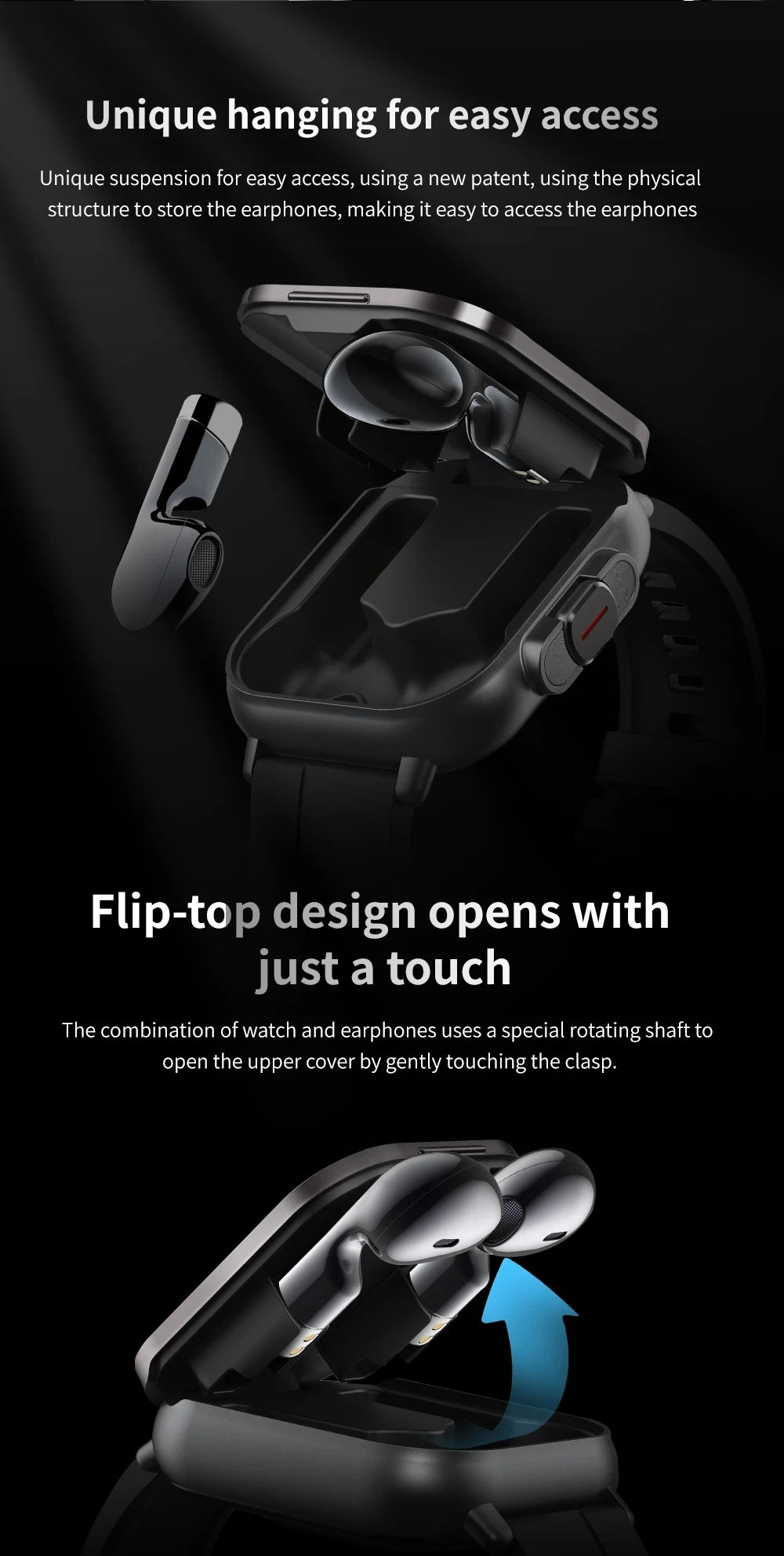 2-In-1 Smart Watch & Bluetooth Head Phones | Convenient Bluetooth Head Phone Carry Case Inside Smart Watch