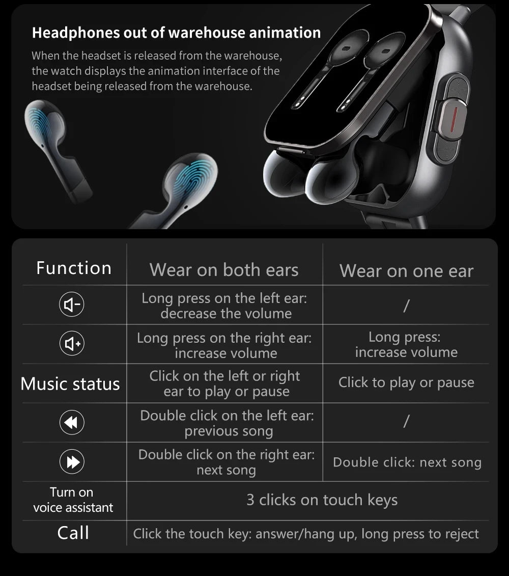2-In-1 Smart Watch & Bluetooth Head Phones | Convenient Bluetooth Head Phone Carry Case Inside Smart Watch