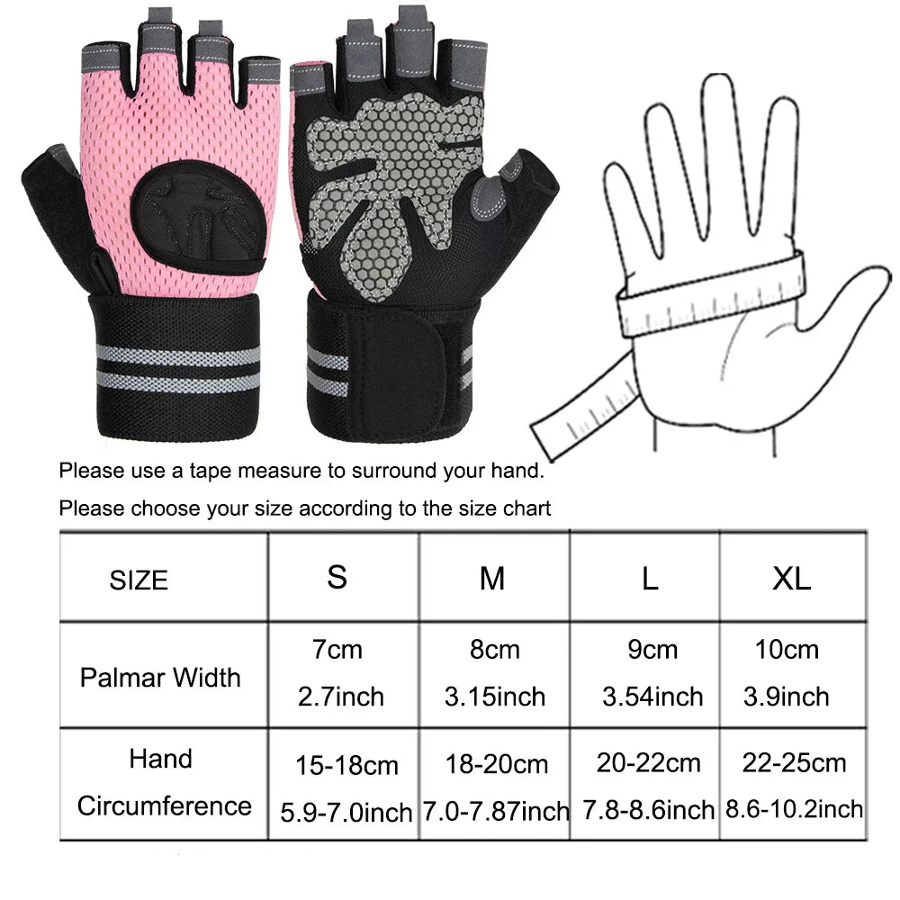 Fingerless Weight Lifting Gloves with Wrist Support and Straps
