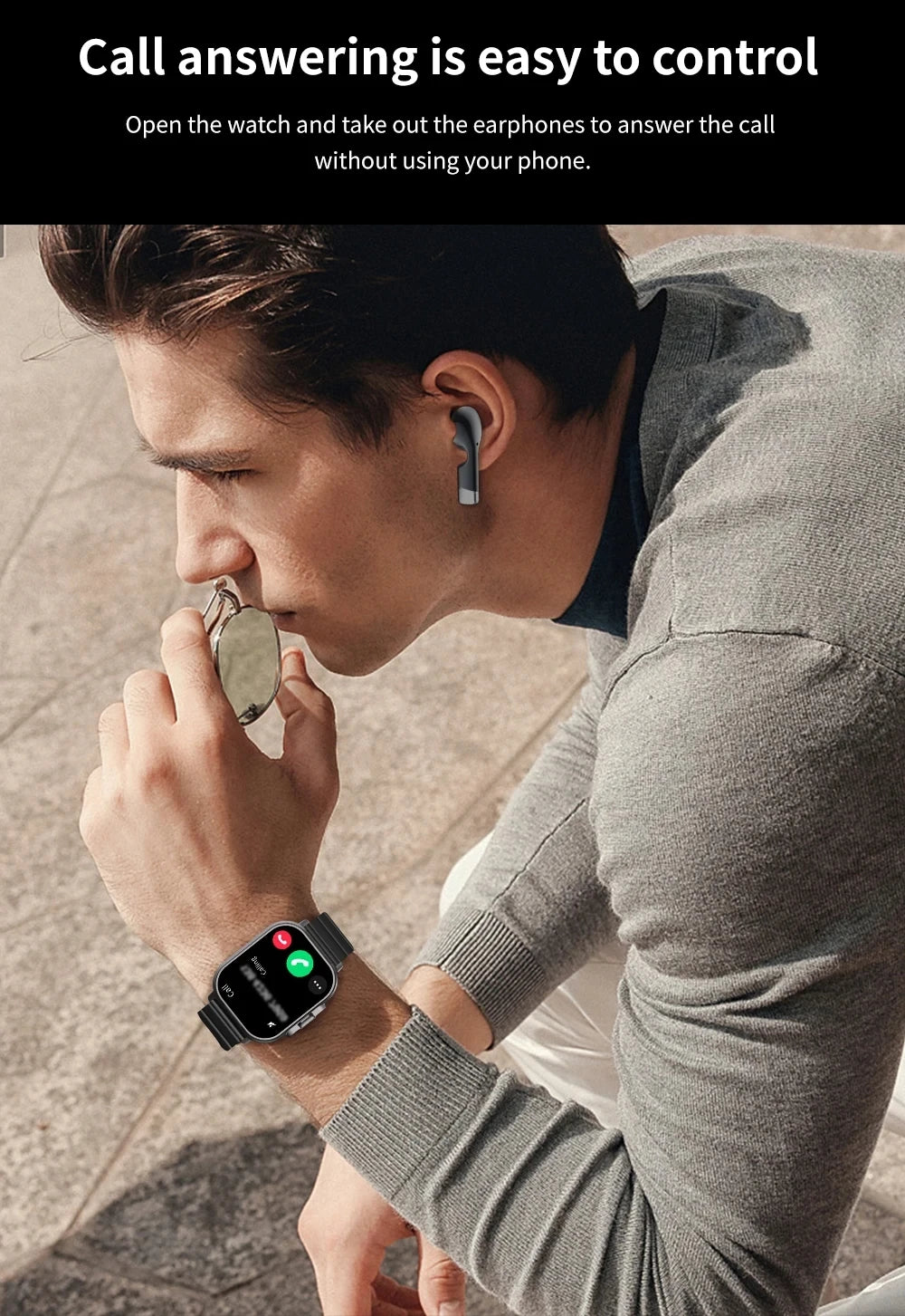 2-In-1 Smart Watch & Bluetooth Head Phones | Convenient Bluetooth Head Phone Carry Case Inside Smart Watch